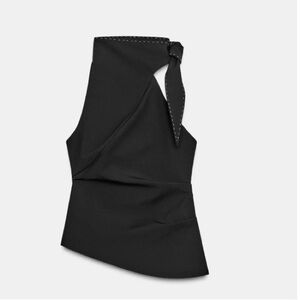 Zara Black Stitched Knot Top